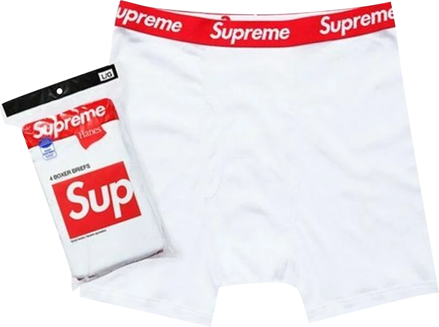 Supreme Hanes Boxer Briefs (4 Pack) White